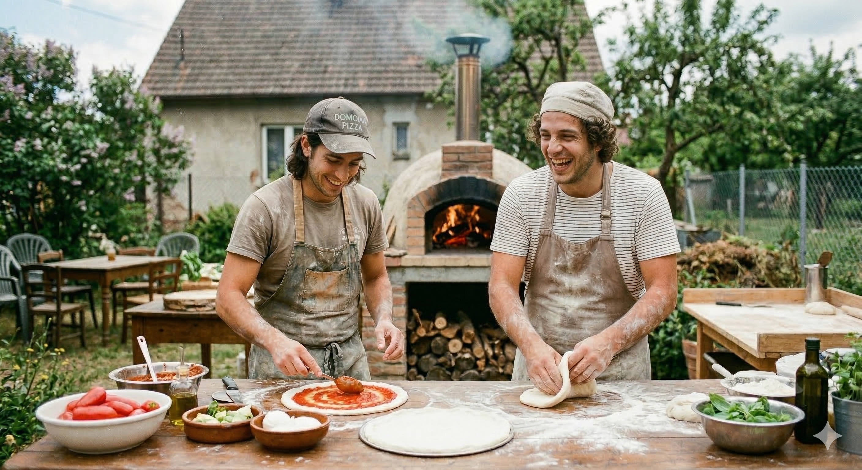 Dwaj pizzaiolo przy piecu opalonym drewnem — pasja i rzemiosło